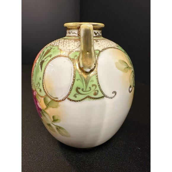 Antique Nippon Moriage Vase w/ Damage M-in-Wreath - Picture 5 of 8